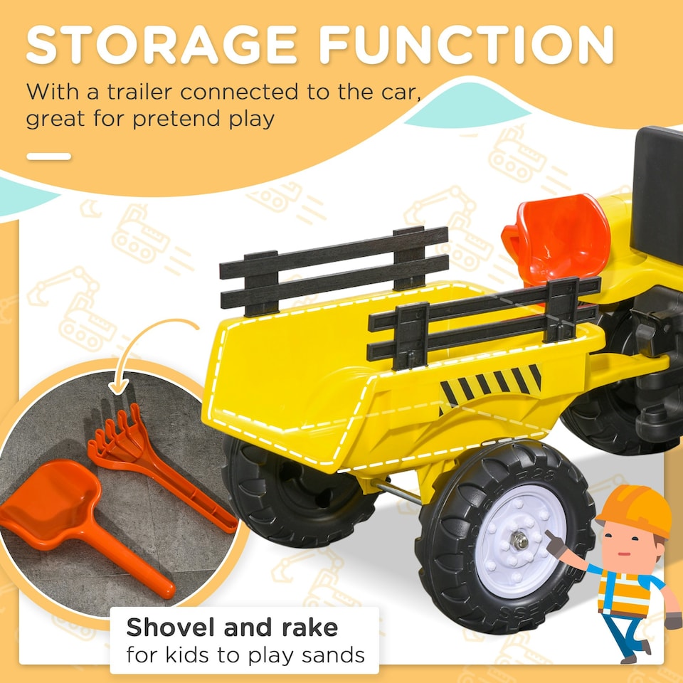 image 1 of HOMCOM Pedal Go Kart Ride on Tractor with Shovel & Rake Four Wheels Child Toy
