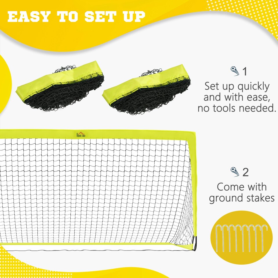 image 1 of HOMCOM Two Football Goal Nets, Football Equipment w/ Carry Bag, Yellow