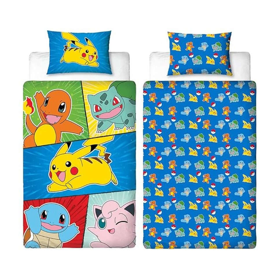 image 1 of Pokemon Retro Duvet Cover Set | Multi | Multicoloured | Single | 1