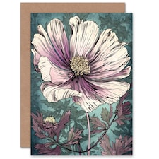 Cosmos Flower Bloom Pastel Colour Watercolour Birthday Card