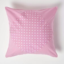 Homescapes Cotton Plain Pink and Polka Dots Cushion Cover - 60 x 60 cm | Pink | Pink | 60 x 60 cm