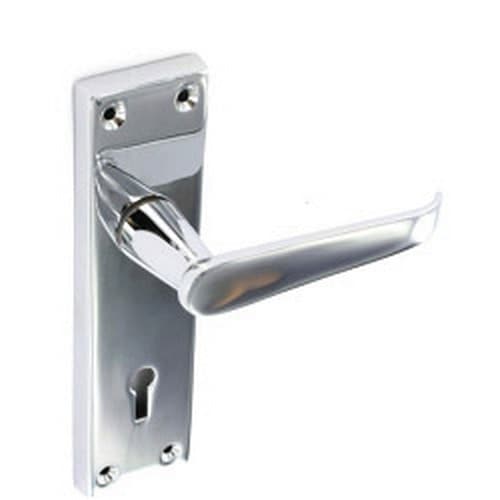 Securit Chrome Flat Lock Handles (1 Pair) - Silver - One Size