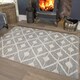 image 2 of KUKOON Grey Cream Diamond Loop Pile Living Room Area Rug 190cm x 280cm Grey