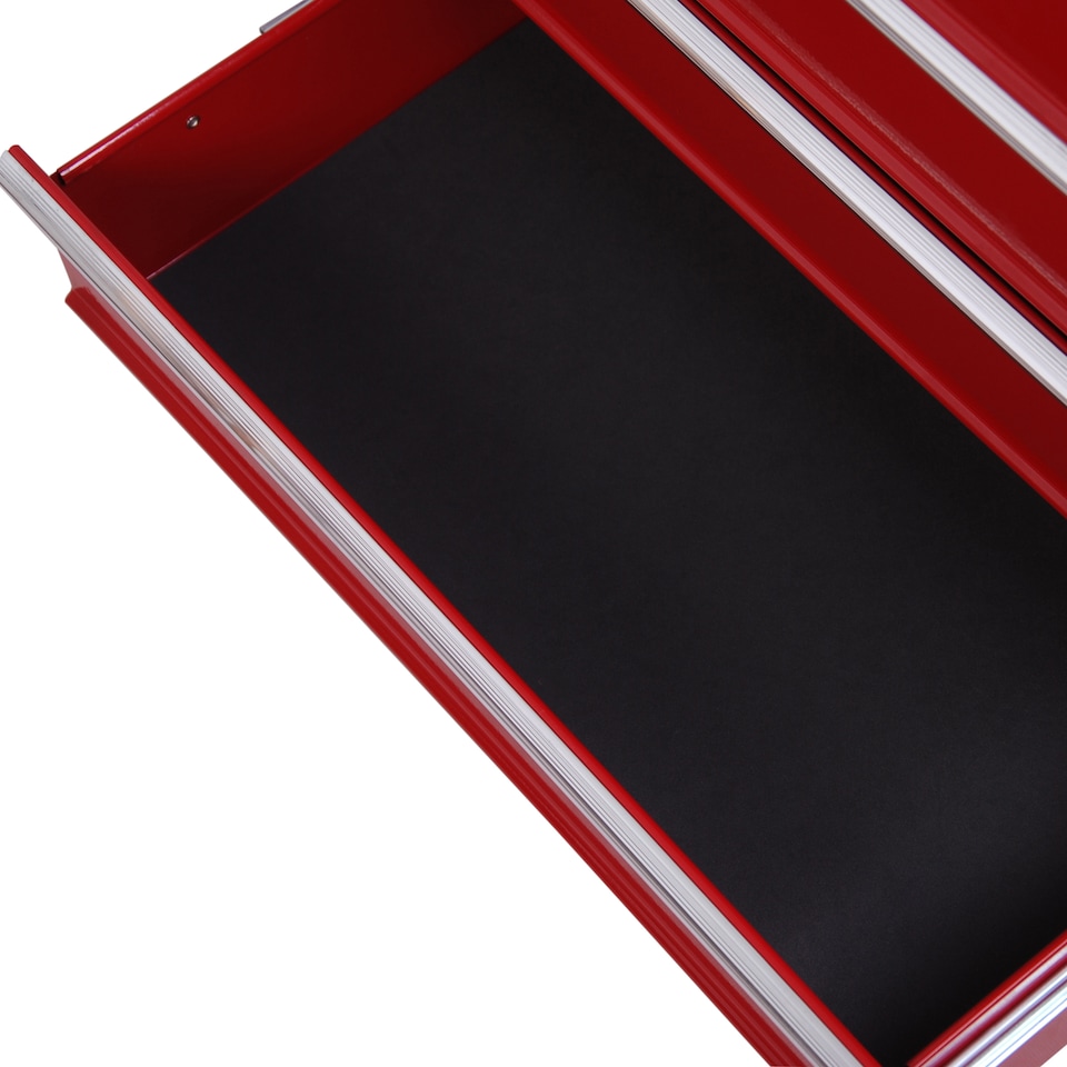 image 1 of HOMCOM 5 Drawer Tool Box, Lockable Steel Tool Chest on Wheels, Rolling Chest Cabinet with 5 Drawers and Handle for Workshop, Garage, Red | Red | 1