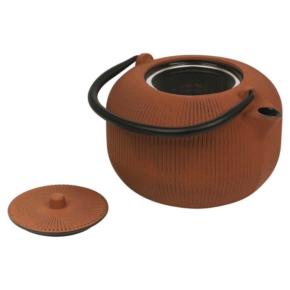 image 1 of 1L Cast Iron Authentic Japanese Kettle Teapot with Stainless Steel Infuser Filter | Brown | Brown | 1