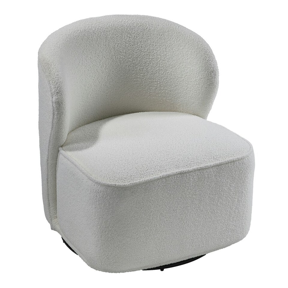 image 1 of Living and Home Chic Upholstered Swivel Chair - White