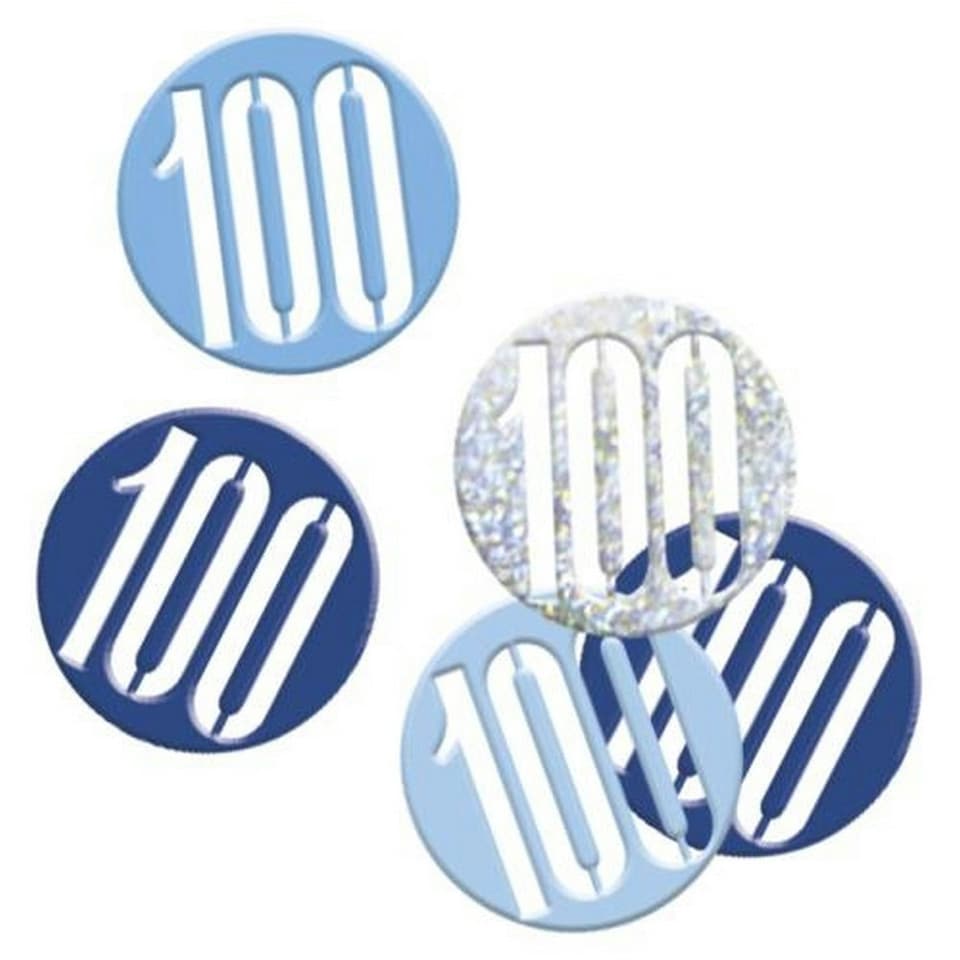 image 1 of Unique Party Glitter 100th Confetti - Blue/Silver - One Size