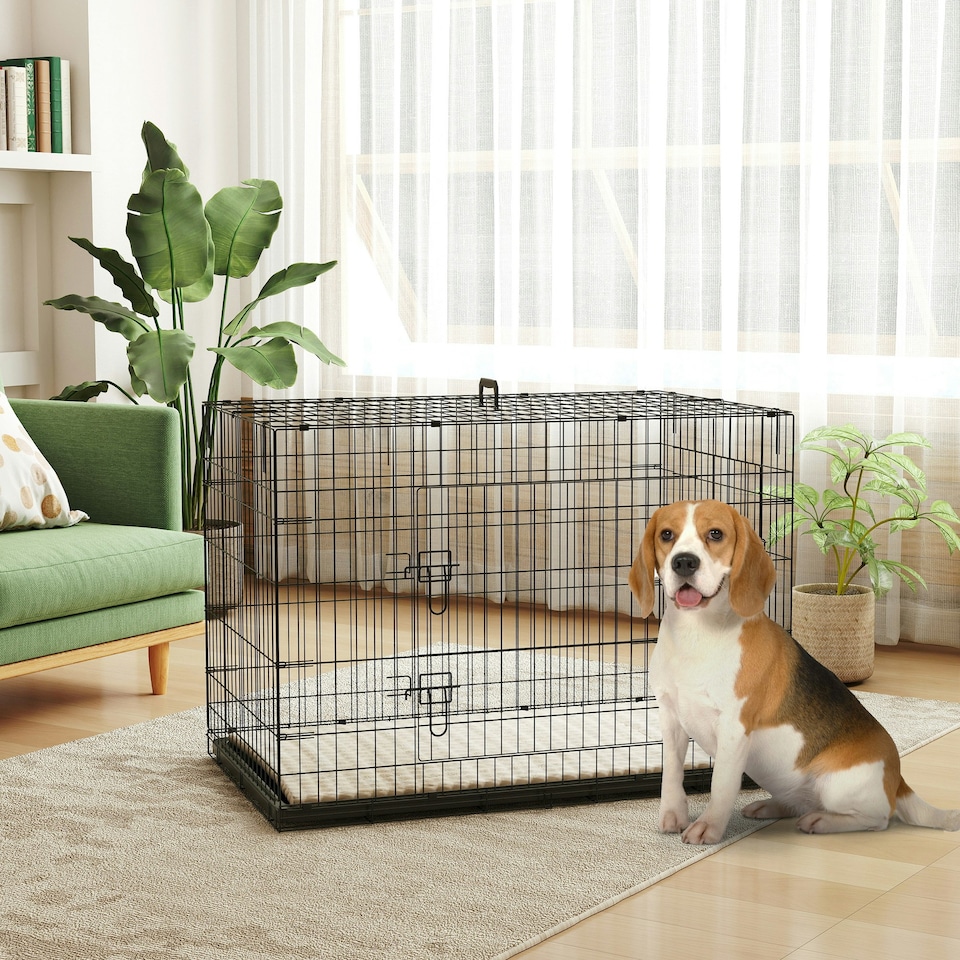 image 1 of PawHut Dog Crate with Two Doors, Tray, Soft Cushion, for Extra Large Dogs