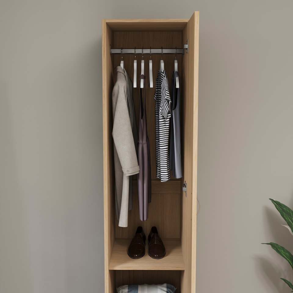 image 1 of Vida Designs Riano 1 Door Wardrobe With Shelf & Clothes Rail, Pine