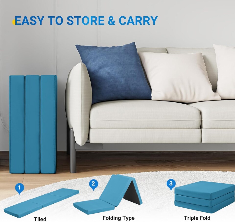 image 1 of Tri Fold Fold Out Z Bed Futon Sofa Chair Mattress