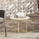 image 6 of Outsunny Round Small Garden Table with Faux Marble Glass Top, Beige 