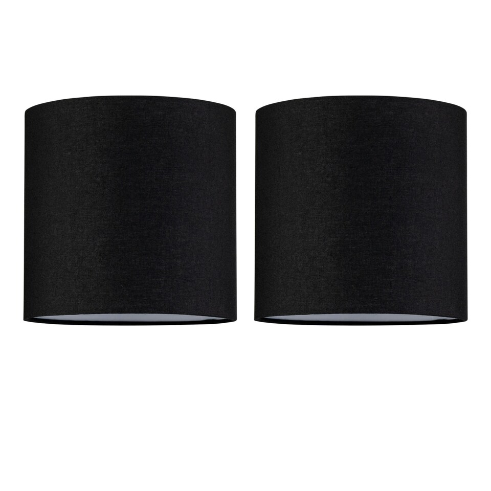 image 1 of Set of 2 Black Textured Cotton 17cm Table Lamp Shades Black