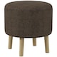 image 1 of HOMCOM Round Storage Stool, Linen Fabric Upholstered Foot Stool with Removable Top, Padded Seat, Hidden Space and Wooden Legs for Living Room, Brown