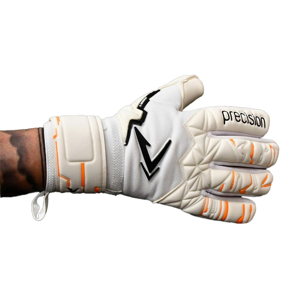 image 1 of Precision Unisex Adult Fusion X Negative Replica Goalkeeper Gloves - White/Fluorescent Orange/Black - 8