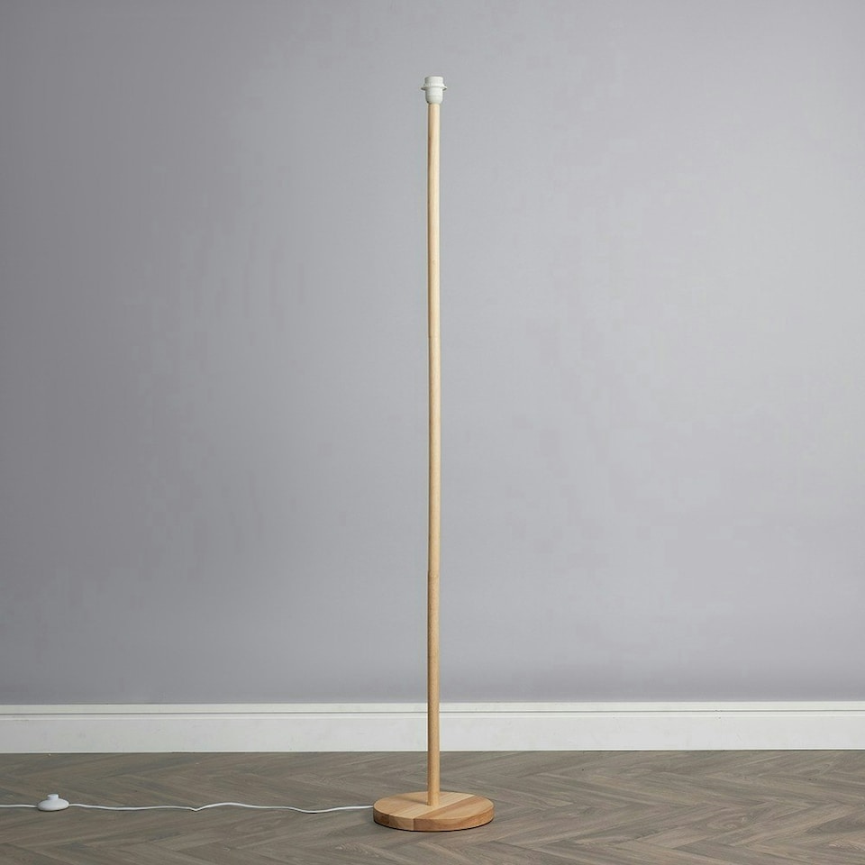 image 1 of ValueLights Modern Scandi Floor Lamp Base In Light Wooden Finish