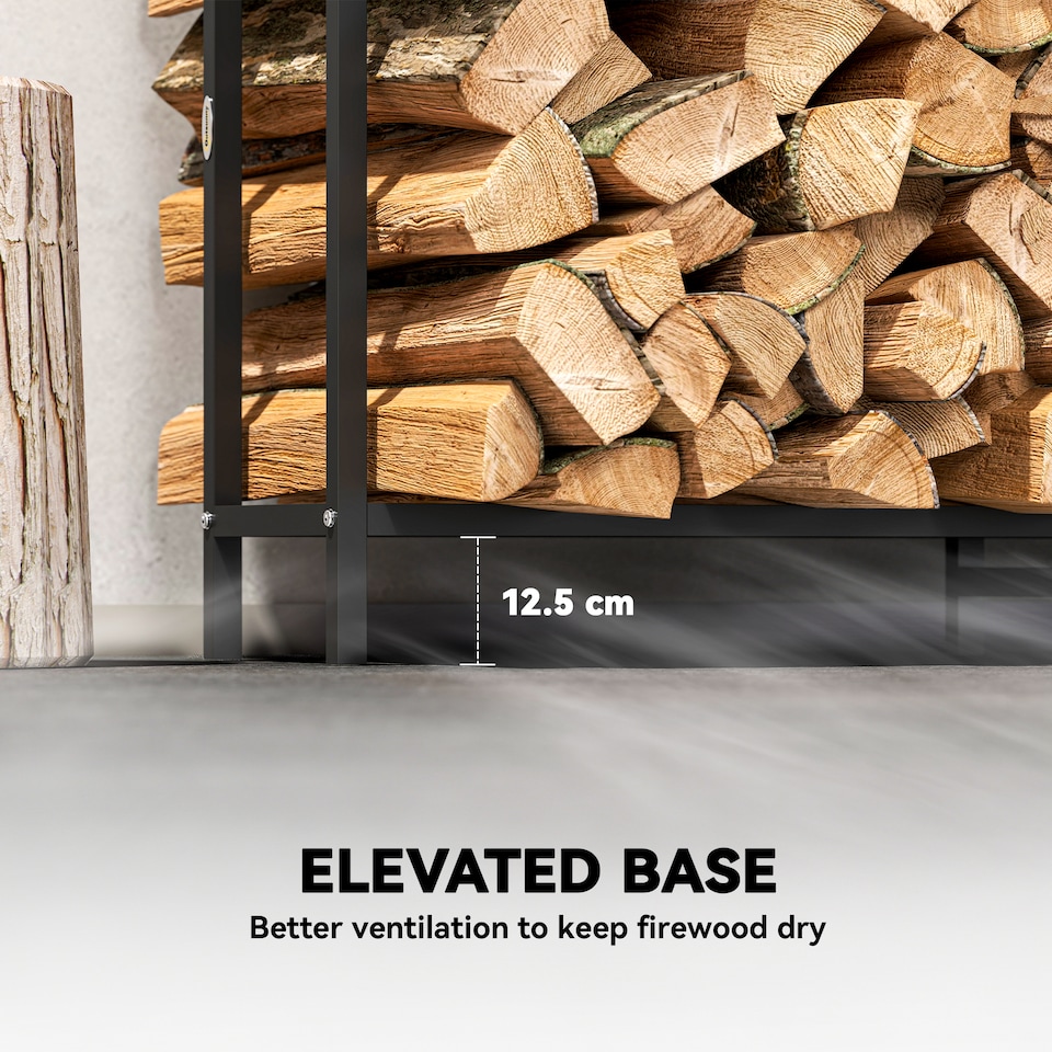 image 1 of Outsunny Steel Firewood Log Rack, 300 kg Indoor Outdoor Fireplace Log Holder