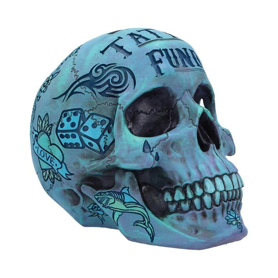 Aqua Blue Traditional, Tribal Tattoo Fund Skull Nemesis Now Tesco