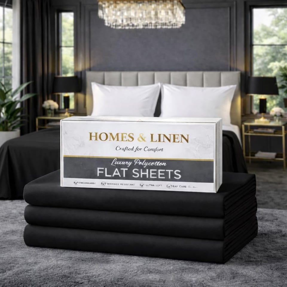 image 1 of HOMES-LINEN Polycotton Flat Sheet Easy Care Bed Sheet
