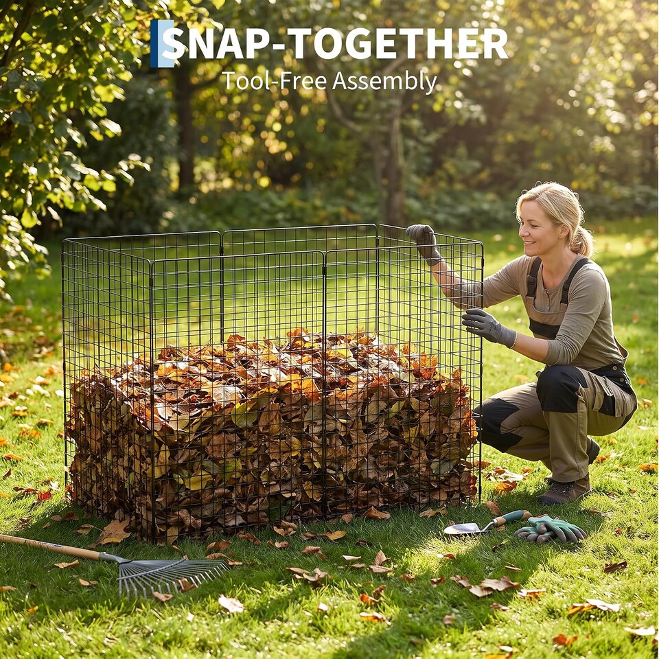 London Boutique Metal Wire Compost Bin, Outdoor Garden Composter - 880L ...