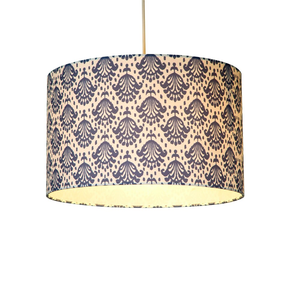 image 1 of Sapphire Print Drum Shade - 35cm | Blue