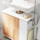 image 6 of SoBuy Bathroom Under Sink Cabinet with Siphon Cut-Out, 1 Door & 2 Open Shelves, White/Natural Wood, 23.2x11.4x23.6 in, 12.6 kg - BZR75-W