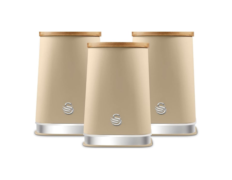 image 1 of Swan Nordic Oatmeal Tea Coffee Sugar Canisters Kitchen Storage SWKA18524OAT
