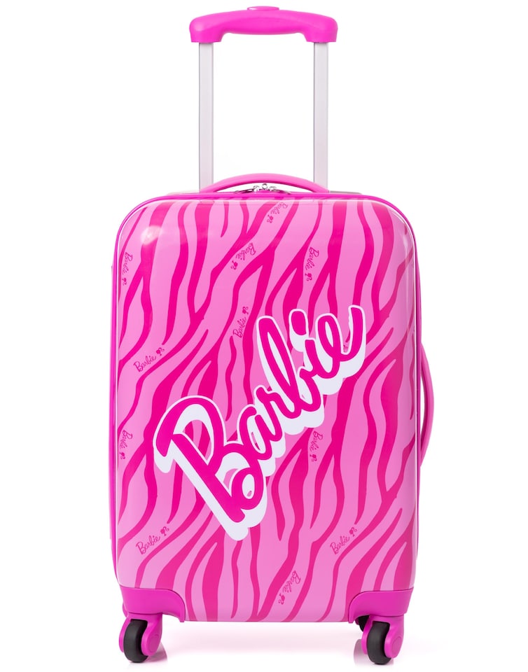 image 1 of Barbie Suitcase For All Ages | Pink Small, Medium Or Large Options Luggage Bag with Extendable Handle | Doll Logo Hard Cover Carry On Trolley Cabin Case | Fun Travel Accessory Gift for Kids & Adults