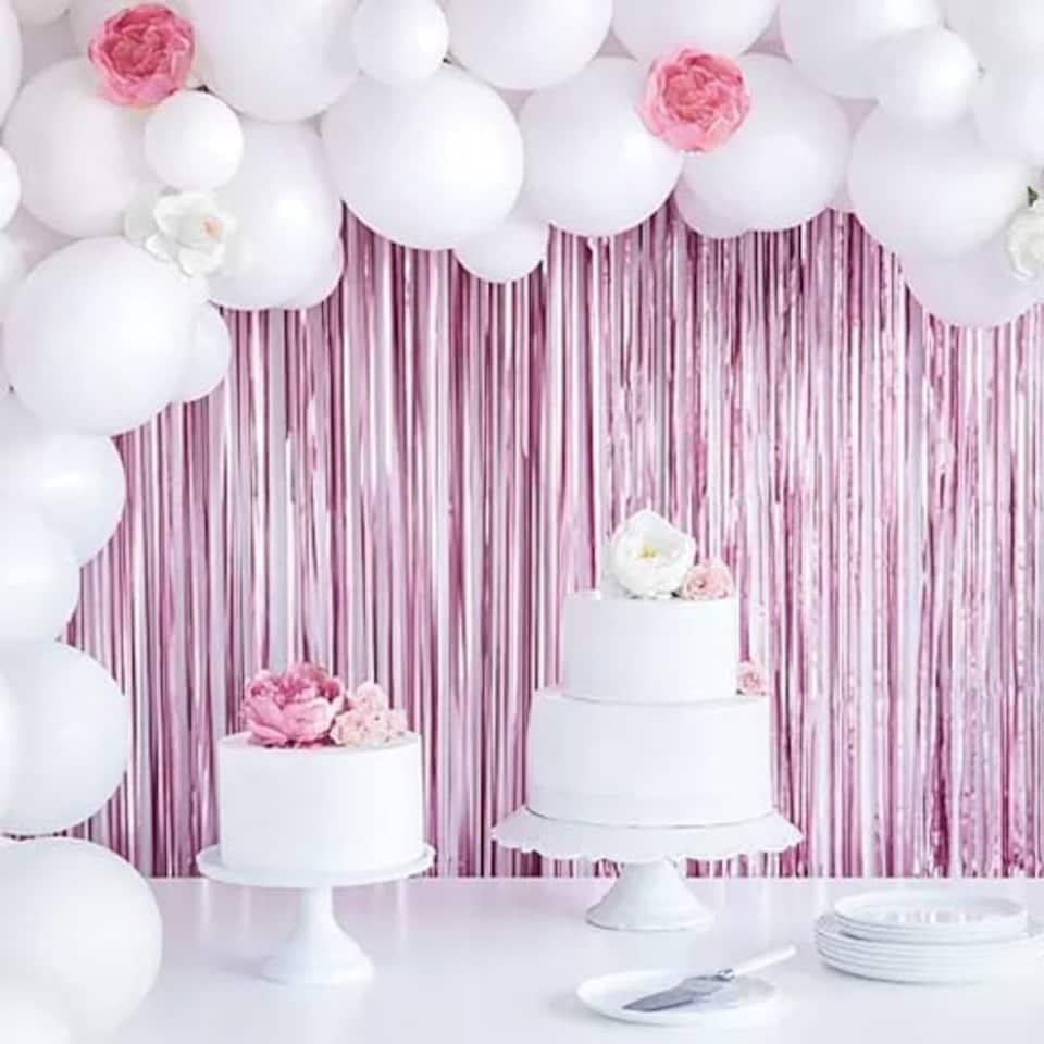 image 1 of Holographic Hot Pink Foil Door Curtain Backdrop 92cm x 244cm - Pack of 25