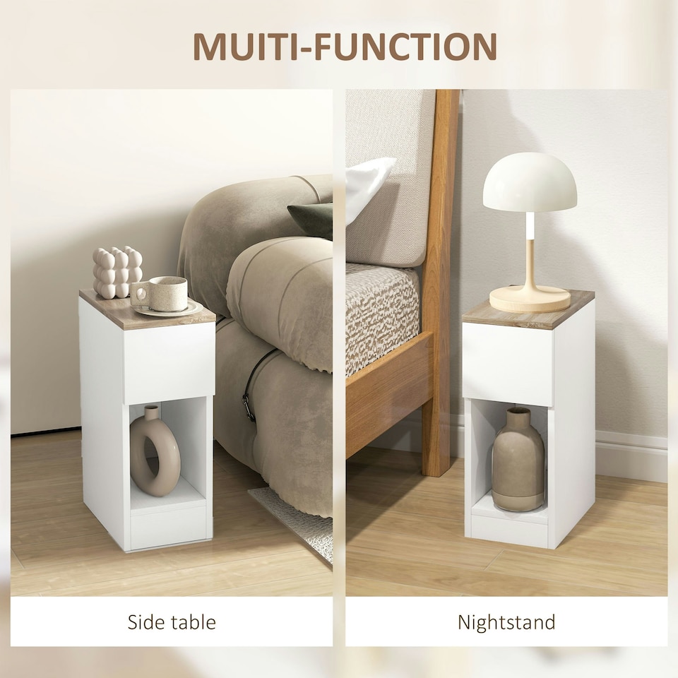 image 1 of HOMCOM Bedside Tables Set of 2, Nightstands for Bedroom, Living Room, White