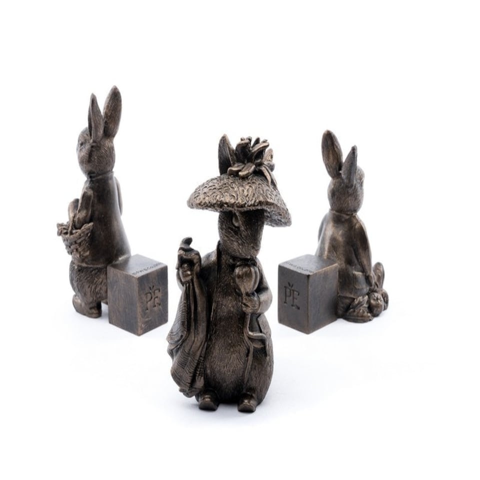 image 1 of Beatrix Potter Bronze Benjamin Bunny Plant Pot Feet - Set of 3 - L6 x W7 x H11 cm Brown