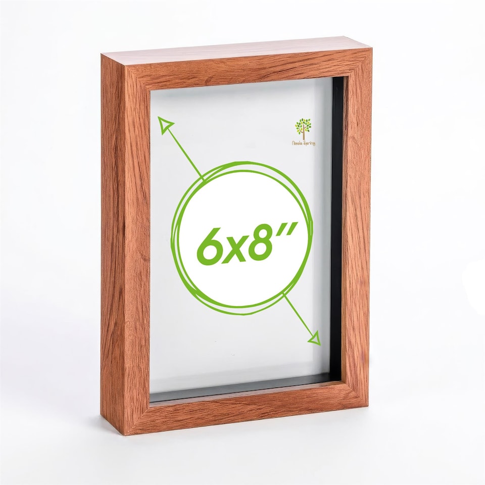 image 1 of Nicola Spring A5 (6 x 8") Photo Frame - Dark Wood - 3D Photo Frame Picture Frame Box Portrait Display Case (23.5 x 17cm)