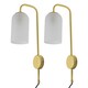 image 1 of Set of 2 Victoria - Satin Brass Plug in Wall Lights Frost Glass Shades Bronze | White