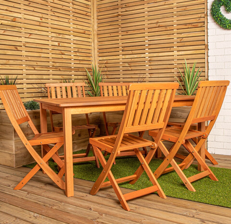 image 1 of Outdoor 6 Person Rectangular Wooden Garden Patio Dining Table Chairs Set