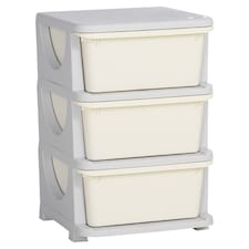 HOMCOM Kids Storage Units with Drawers Chest Dresser Tower | Cream | 37 x 37 x 56.5 cm
