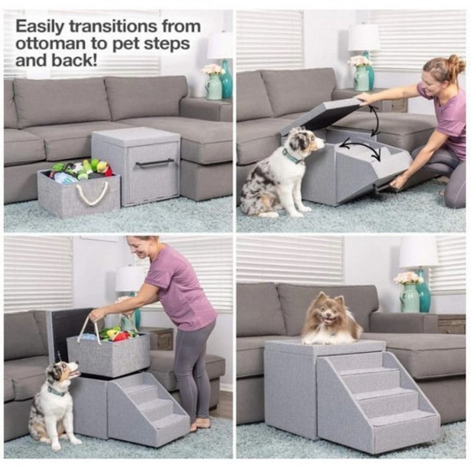 image 1 of PetFusion Ottoman and Stairs With Storage Tote