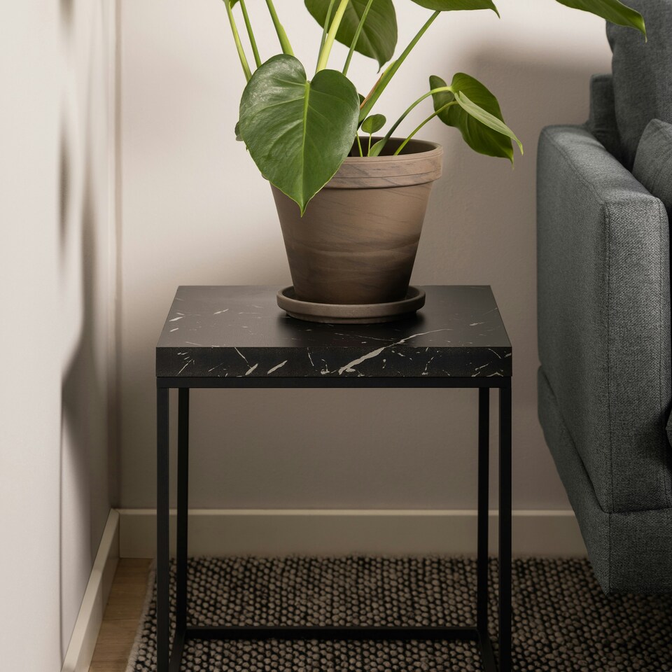image 1 of Barossa Coffee Table with Black Marble Effect Top & Black Steel Base 40cm