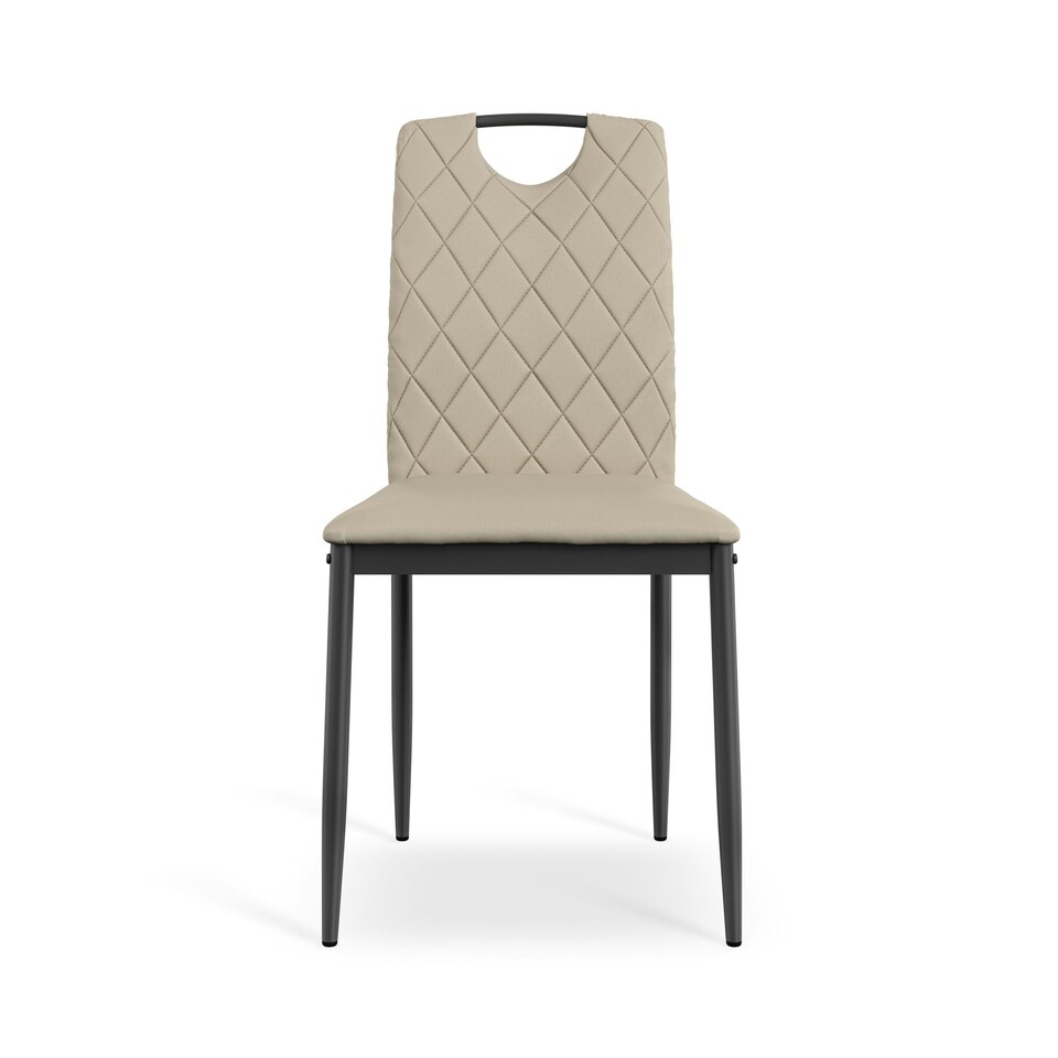 image 1 of Set Of 2 Monza Faux Leather Dining Chair Modern Padded Seat Metal Legs Kitchen Cream | Beige
