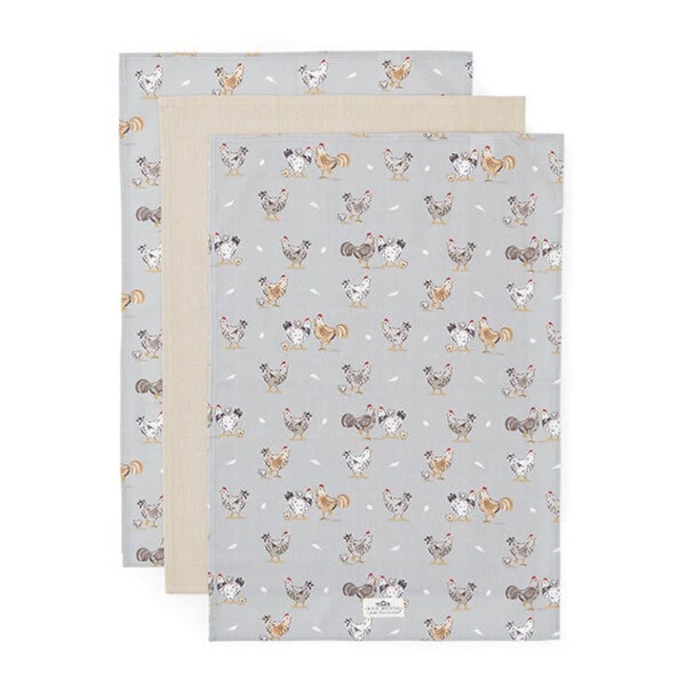 image 1 of Cooksmart Hen House Lane Pack of 3 Tea Towels