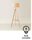 image 4 of ValueLights Morrigan Natural Shade Wood Tripod Floor Lamp & Bulb | Cream