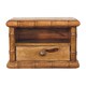 image 2 of Artisan Furniture Solid Wood Bamboo Open Bedside in Amber Oak Finish, 1 Drawer & 1 Shelf, Brown