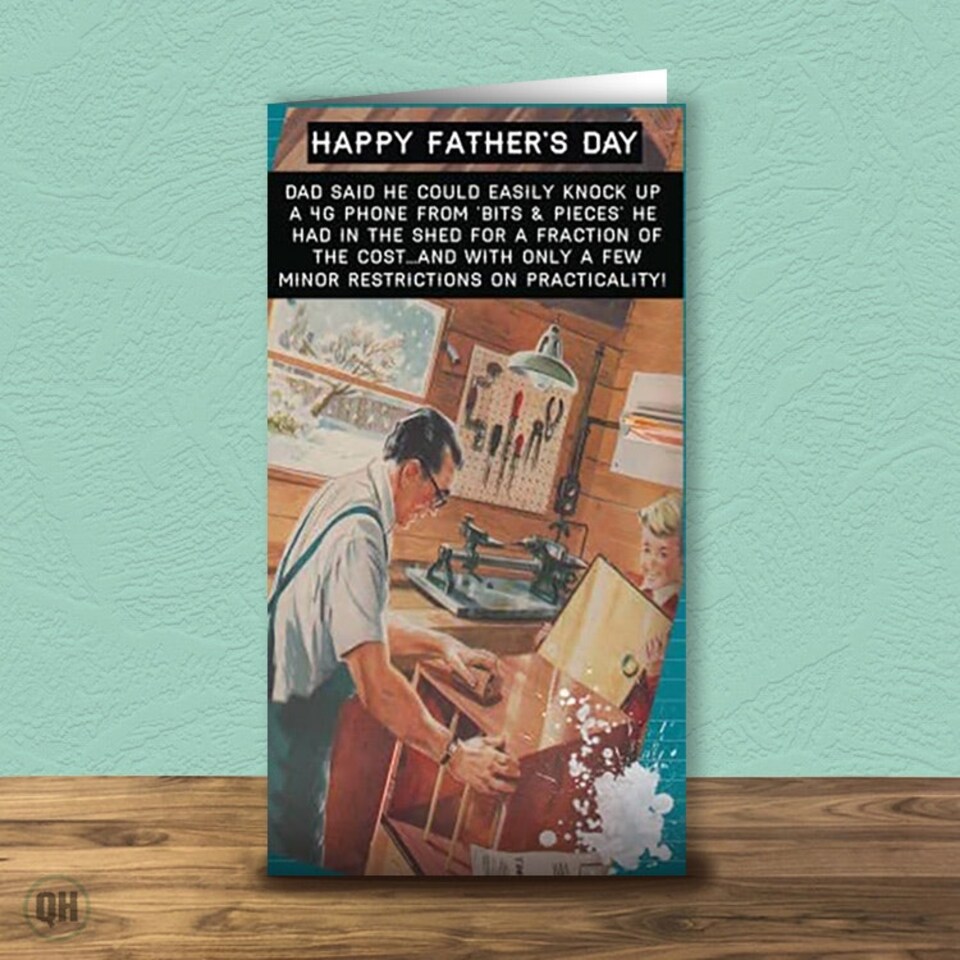 Knock Up A 4G Phone From 'Bits & Pieces' Found In The Shed - Father's Day Card