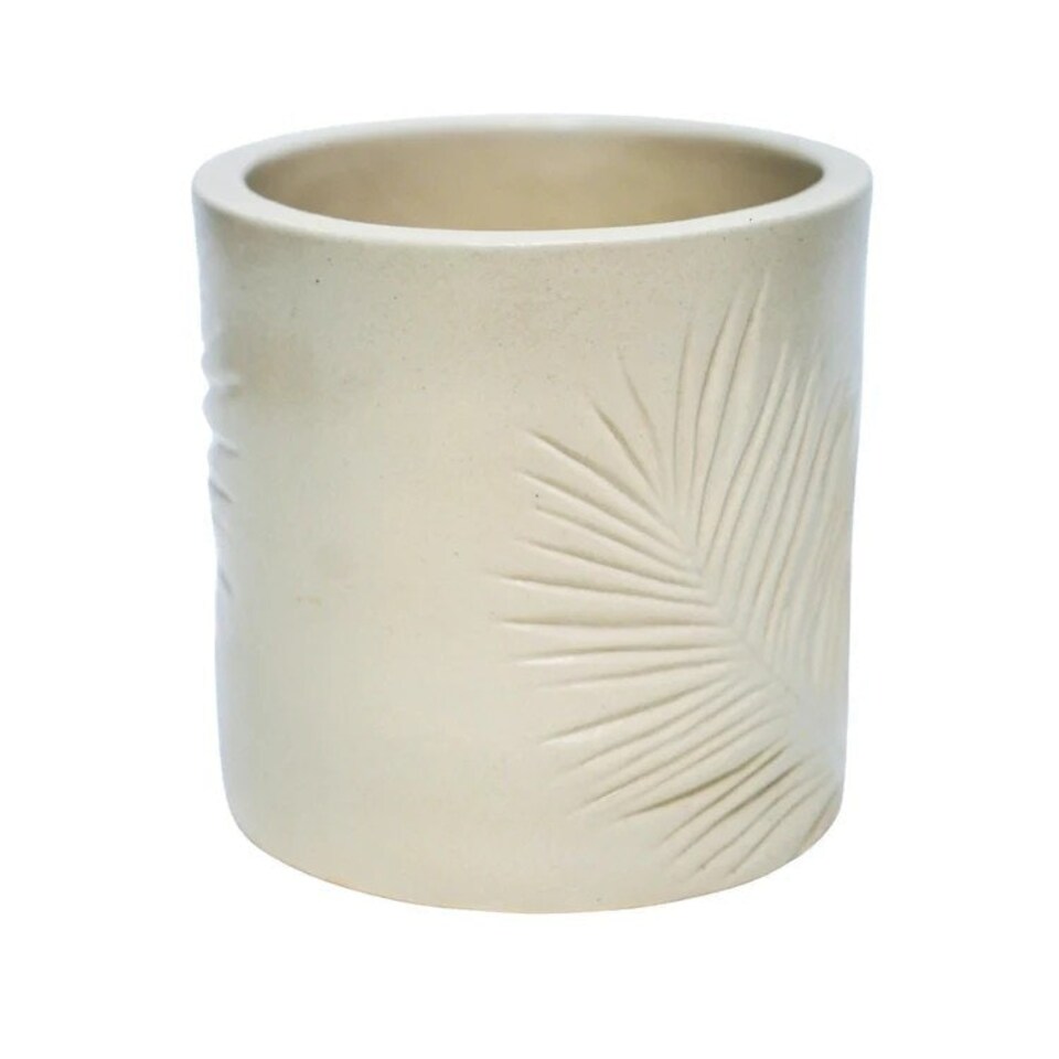 image 1 of Kew Sago Palm Planter - Stoneware - L16.5 x W15.5 x H18 cm - Ivory White