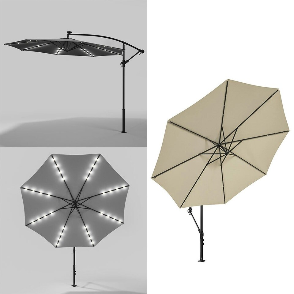image 1 of Living and Home Outdoor Solar 24 LED Lights Patio with Crank for Patio Market - Beige (No base included) White