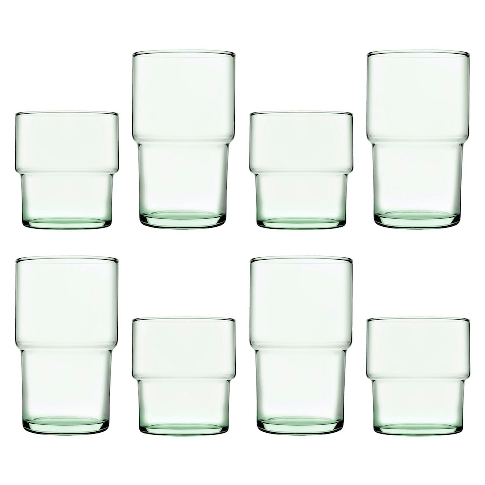 image 1 of Pasabahce 8pc Aware Hill Recycled Stacking Glassware Set - Green | Green