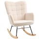 image 1 of HOMCOM Wingback Rocking Chair with Wooden Base, Upholstered Fleece Glider Rocker for Nursing, Modern Armchair - Beige