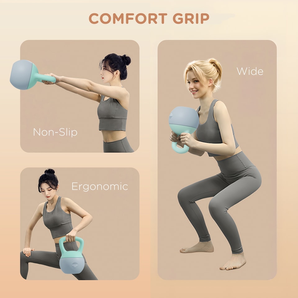 image 1 of (4KG, Grey and Green) SPORTNOW Soft Kettlebell Lifting with Non-Slip Handle