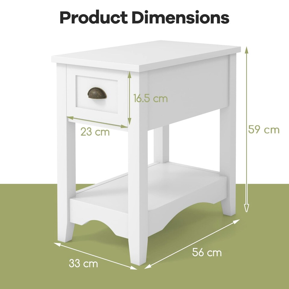 image 1 of COSTWAY 2 PCS Nightstand Side End Table White White