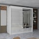 image 2 of Sleek High Gloss Sliding Wardrobe 203cm with Drawers | White/Black/Grey 2-Door Bedroom Storage White | White203cm