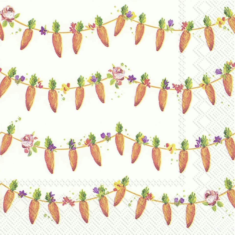 IHR Lunch Napkins Carrots Garland 33cm 3ply 20 Pack