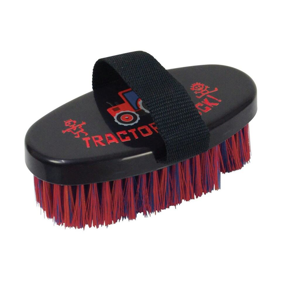 Hy Tractors Rock Horse Body Brush - Navy/Red - 13.9cm x 6.9cm